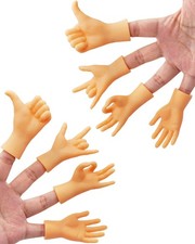 AQKILO Tiny Hands Miniature Finger Puppets, 8 Pieces Hand Mini, Orange