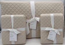 Pottery Barn Heirloom Scallop KING Quilt & 2 Euro Shams ~ Oatmeal