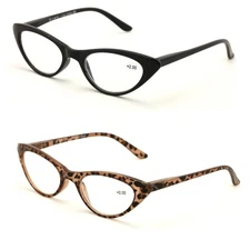 V.W.E. 2 Pairs Deluxe Female Cateye Vintage Reading Glasses Women Readers (1 ...