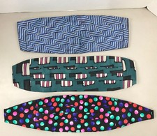 3 multi-colored tuxedo cummerbunds polka dots stripes abstract prints