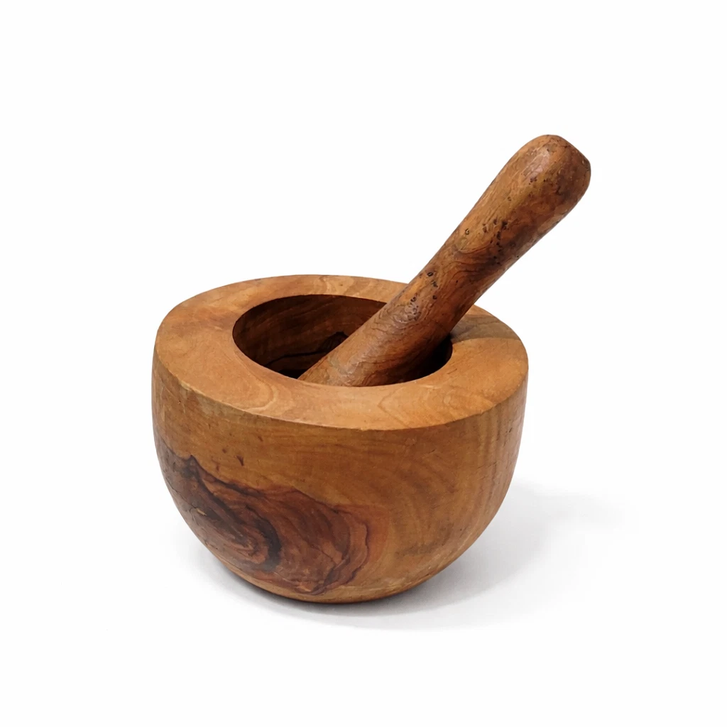 Olive Wood Pestle and Mortar Hand Made Tunisia sustainable wood