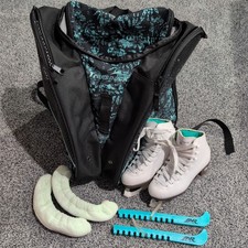 RIEDELL Opal girls J 13 Figure Skates white with Transpack bag blade covers SET