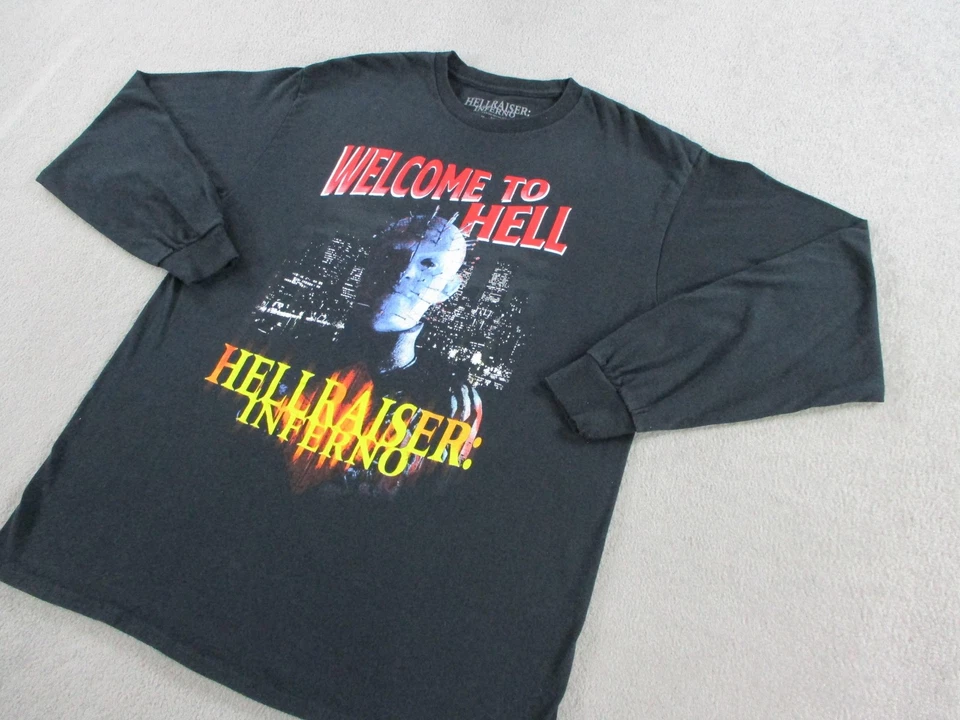 Camisa Hellraiser Inferno De Colección Para Hombre Grande Negra Manga Larga Horror Cabeza de Alfiler Años 00 Foto 2 de 4