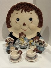 Vintage Raggedy Ann  Andy Miniature Tea Set 10-Piece Very Detailed 1996 64