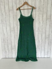 Leslie Amon Treasure Jamaican Maxi Dress Size Small  Green Fish Net 