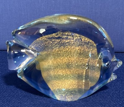 Stunning Marcolin Swedish Art Crystal Fish Figurine 5 X 3.5  Signed Gold Flecks