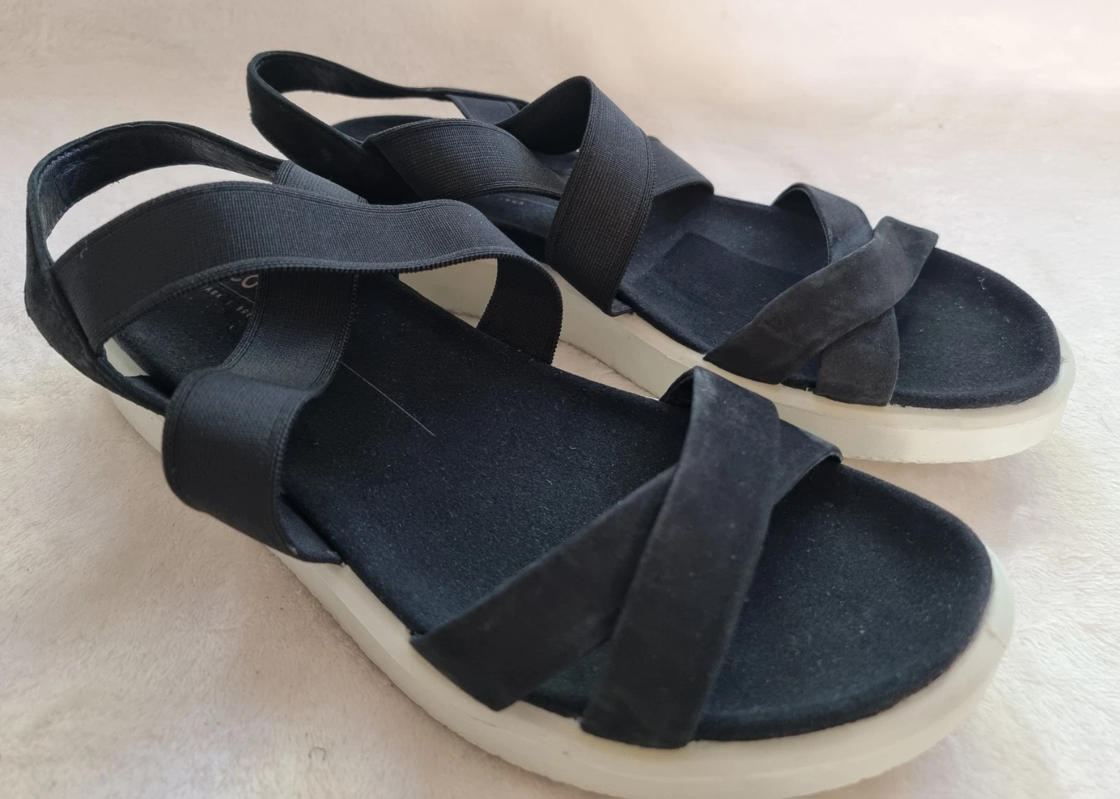 Ecco FLOWT sandalo donna nero taglia uk 7 40 prezzo di listino £88