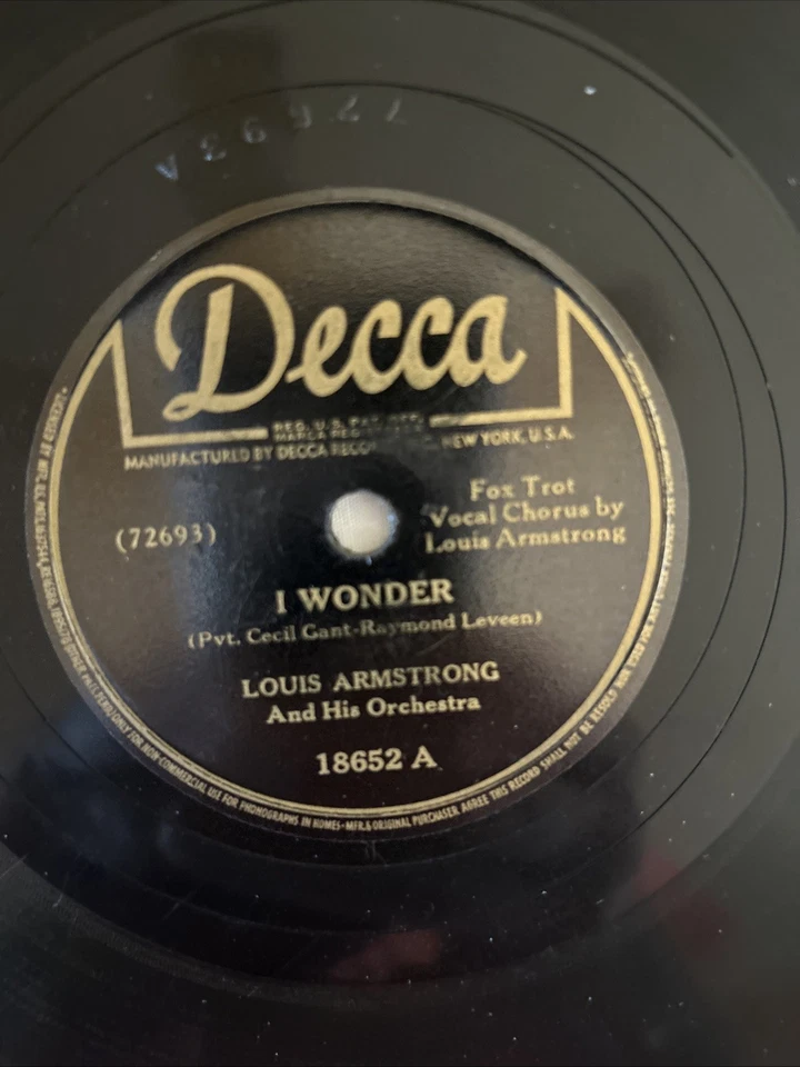 LOUIS ARMSTRONG (I Wonder / Jodie Man) POP 78 RPM Decca 18652 VG+ - Image 2 of 4