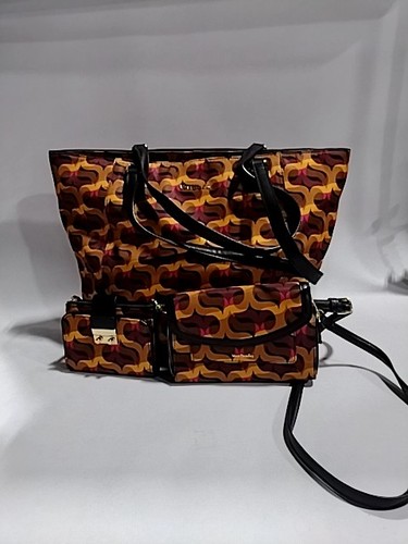 Vera Bradley Modern Lights Purse Brown Floral Design Matching Set