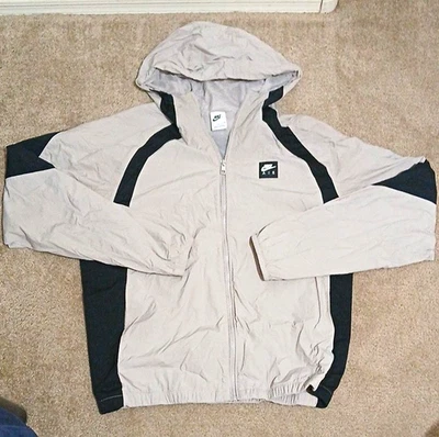 Nike Air Men's Hooded Lined Full-Zip Nylon Windbreaker Jacket Gray/Black S - Image 1 of 4