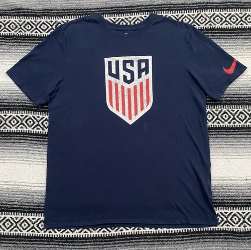 Nike USA National Soccer Team Shirt Mens XL Blue Athletic Tee Graphic Swish - Picture 1 of 6