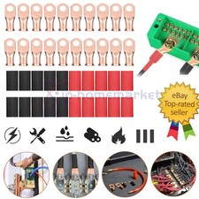 40 pcs 1/0 AWG Gauge Copper Lugs w/ BLACK  RED Heat Shrink Ring Terminals Set