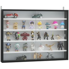 5-Tier Display Cabinet Glass Cabinet with 4 Adjustable Shelves, Black