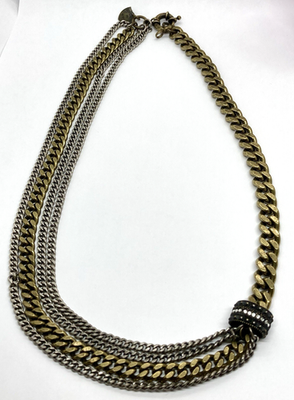 Giles & Brother ネックレス シルバー925 Giles and Brother Multi-Chain Rhinestone Necklace GILES & BRO