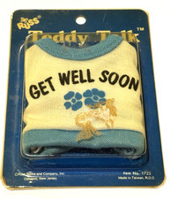 VTG Russ Teddy Talk Shirt Bear Clothes Get Well Soon 1725 Blue White NOS READ