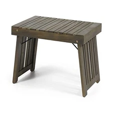  Howard Outdoor Acacia Wood Folding Side Gray Finish Table