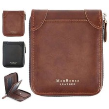 Mens RFID Blocking Leather Wallet Credit Card ID Holder Zipper Purse Waterproof