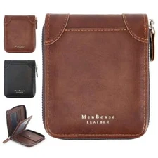 Mens RFID Blocking Leather Wallet Credit Card ID Holder Zipper Purse Waterproof