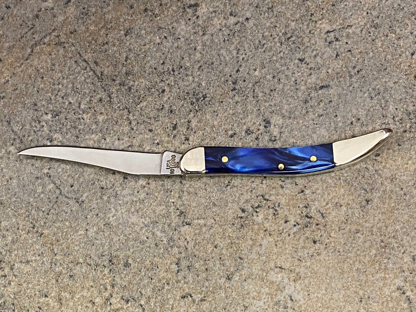 Case Blue Pearl Kirinite Small Texas Toothpick Knife 23437 Long Clip