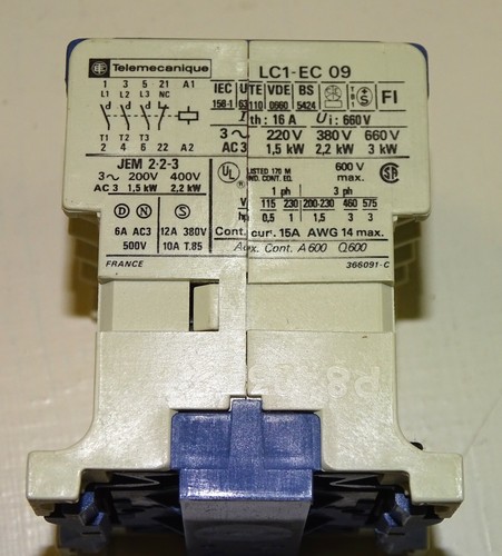 NEW Telemecanique contactor relay - LC1-EC 09 - 220 Volt Coil - 16 Amp - France - Picture 4 of 11