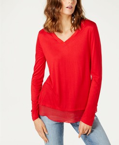 sheer red long sleeve top