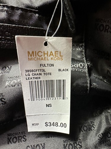 Micahel Kors Fulton Chain Tote Soft Leather Large Black - Picture 7 of 15