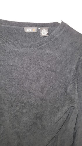 Evie Womens Top Black XL Chenille L Sleeve Ribbed Neck Bottom 26 L 26 Across Fro - Picture 3 of 15