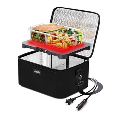  Portable Oven, 12V, 24V, 110V Food Warmer, Portable Mini Personal Black