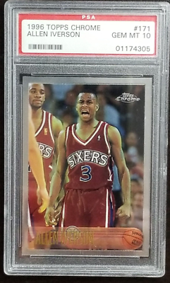 Allen Iverson 1996 Topps Chrome Rookie Gem Mint PSA 10 NBA 76ers