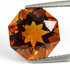 3.34Cts 100 Natural Sparkling Citrine Hexagon Cut 9X9mm Loose Gemstone VDO