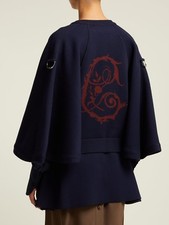 Chloe Intarsia Knit Wool Blend Cape Coat - Womens - Navy Size Small