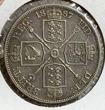 1887 GREAT BRITIAN SILVER FLORIN, XF