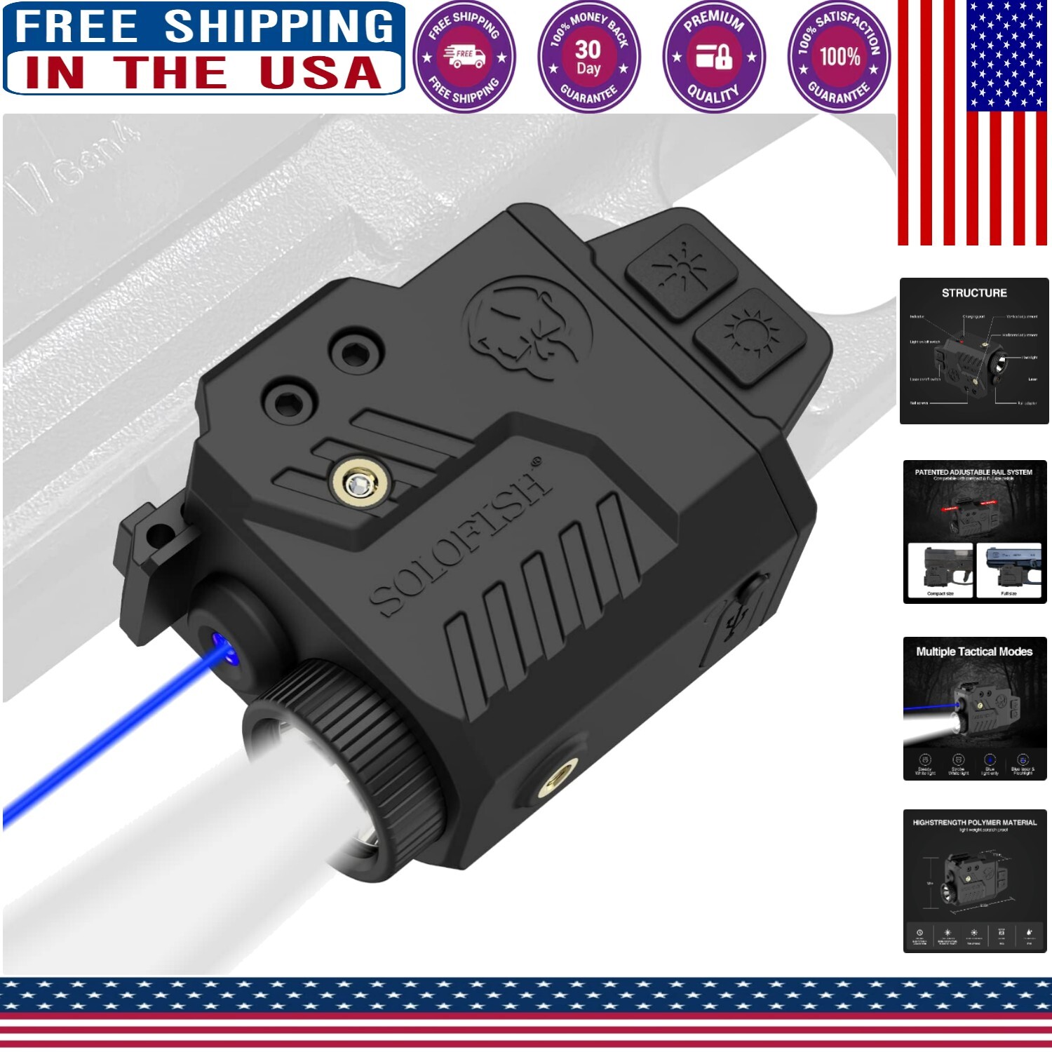 High-Powered 700 Lumen Tactical Flashlight & Laser Combo with Memory Mode