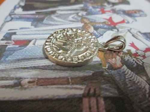 Cavalieri Templari Sigillo ciondolo in argento 925-produzione artigiana - Foto 2 di 4