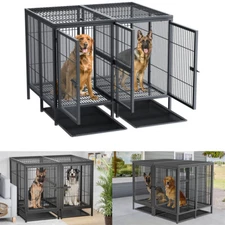 Dog Cage Removable Tray & Divider Double-Door Dog House Heavy Pet Crate Kennels