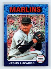 2024 Topps Heritage Baseball Jesus Luzardo Blue Sparkle Refractor #448 Marlins