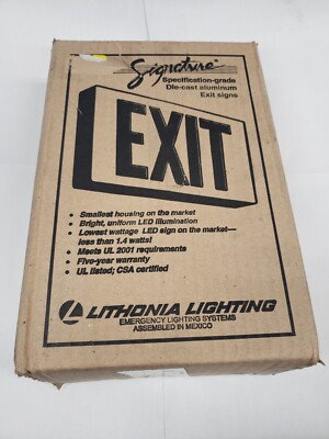 Lithonia Lighting LE S W 1 G ELN Signature Die-Cast Aluminum Exit Sign - Green