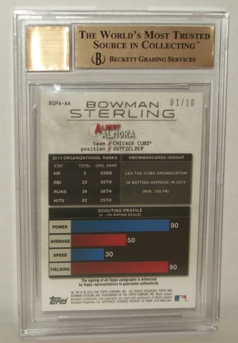 2014 Bowman Sterling - Black Atomic Refractor - Albert Almora Autograph - Picture 2 of 2