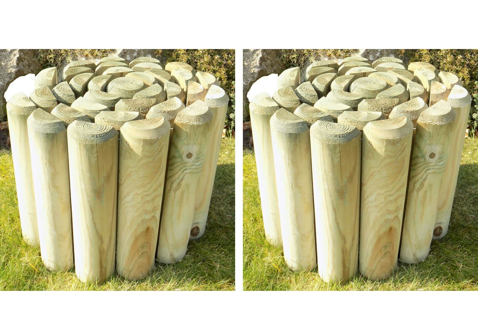 Log Rolls Lawn Border Edging Timber Path Wooden Garden Edge 2.4m x 9"" (225mm)2pc