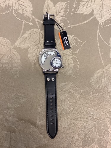 MEN'S STAINLESS STEEL LEATHER BAND ANALOG QUARTZ WATCH WRIST WATCH White Face