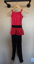 Weissman child size medium one piece dance costume with red sequins