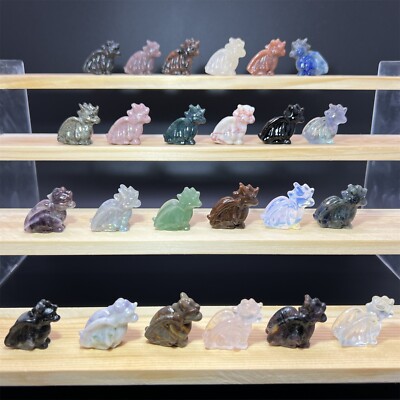 1pc Natura Mixed carved fly dragon skull quartz crystal skull reiki healing 1''