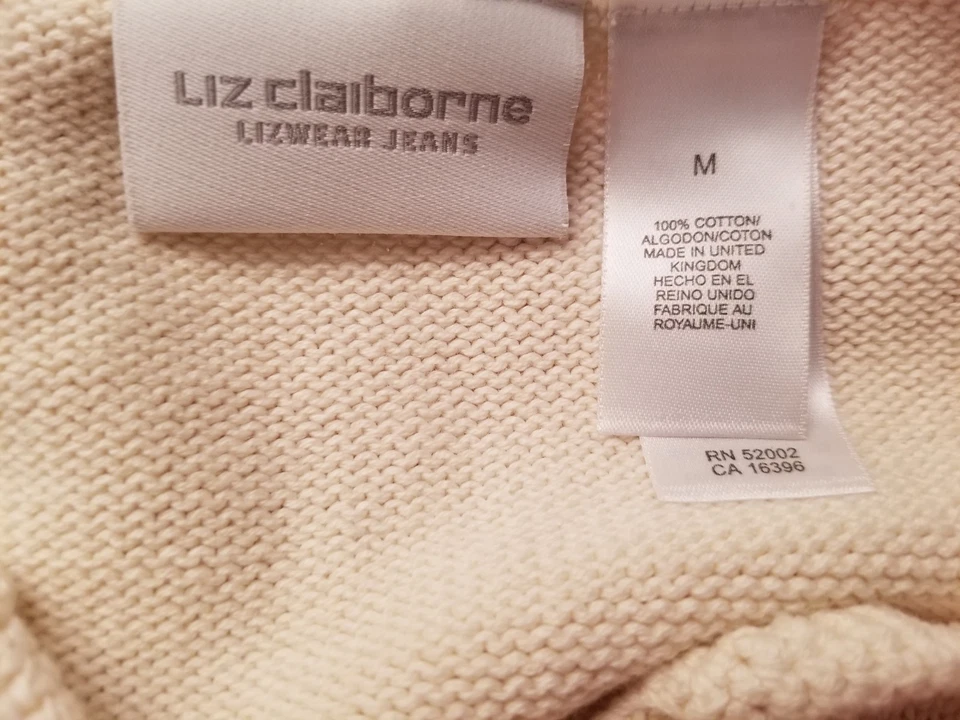 Camisa Suéter Top Liz Claiborne Mujer Talla M Mediana Beige Verde Azul Rayas Foto 2 de 3