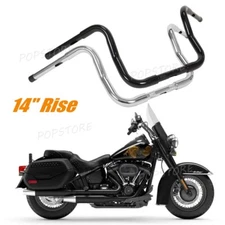 Chrome 14" Rise 1-1/4" Ape Hanger Bar Handlebar Fit For Harley FLST Sportster XL