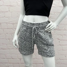 Active Life Knit Shorts Size S/M Gray Leopard Print Drawstring Pull On Pockets