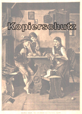 ''Hänchen's Apprenticeship'' Scene with Trained Squirrel Original Wood engraving from 1886