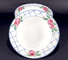 Studio Nova Macintosh Soup Bowls Blue Pink Apple Cottage Farmhouse Set of 4