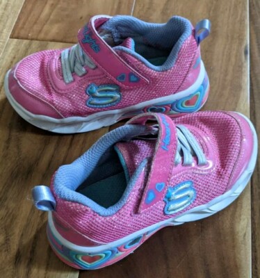 Skechers Hot Pink Heart Tennis Shoes Toddler Girls Size