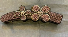 Hair Clip Rhinestone Clear Austrian Crystal Pink Flower