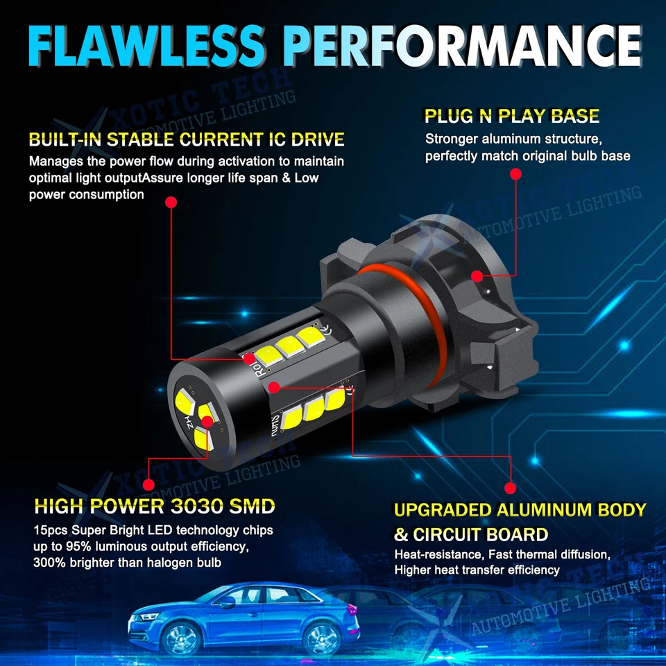 Bombillas antiniebla LED H16 5202 2 piezas blancas aptas para GMC Sierra 3500HD 2007-2018 Foto 4 de 4